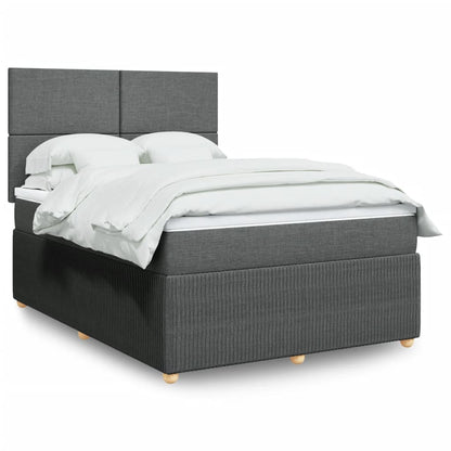 Box Spring Postel S Matrací Textil Tmavě Šedá