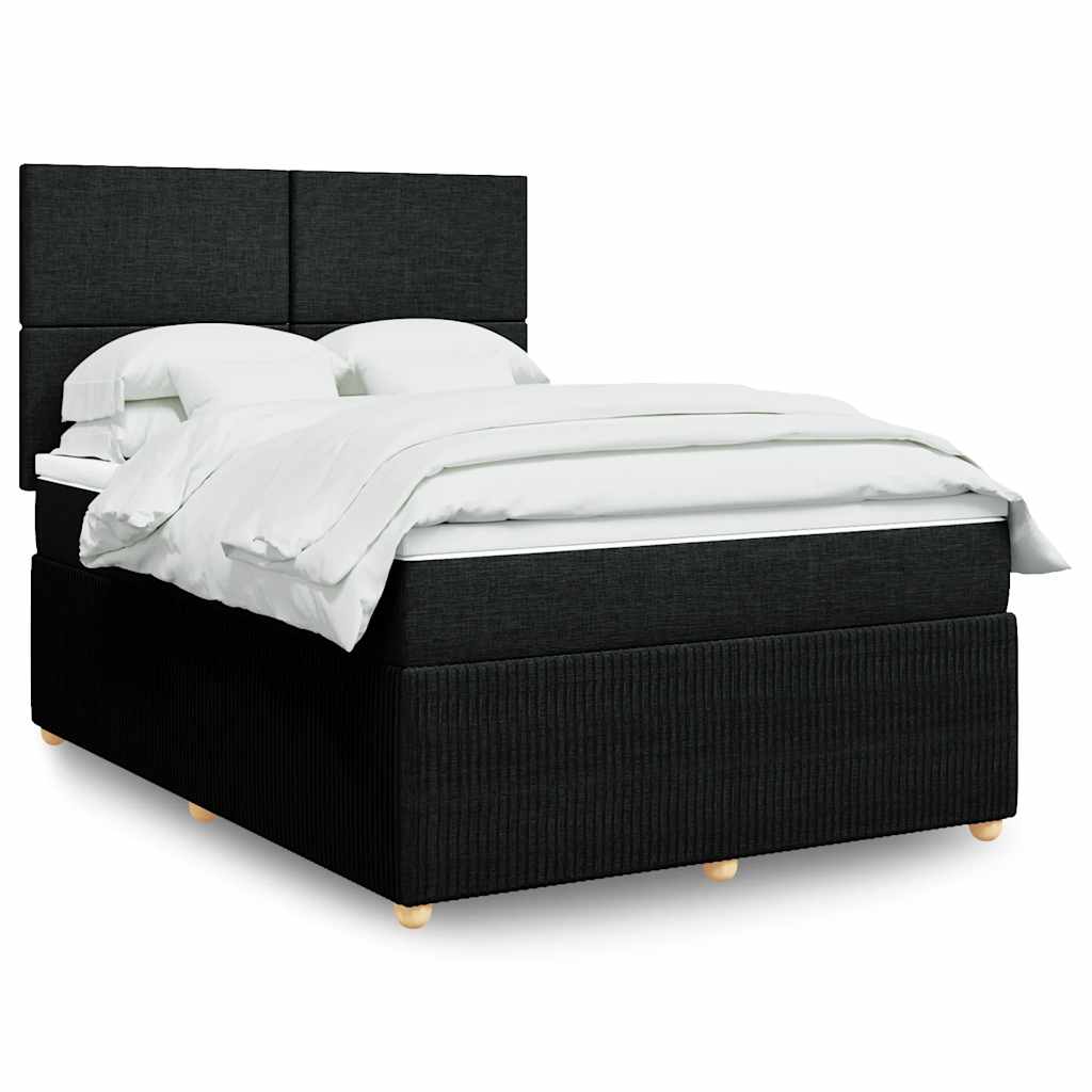Box Spring Postel S Matrací Černá Textil Černá