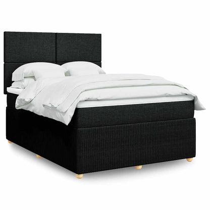 Box Spring Postel S Matrací Černá Textil Černá