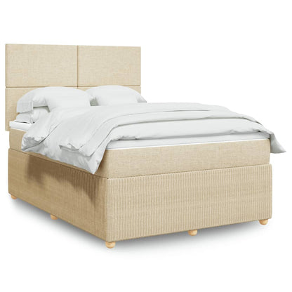 Box Spring Postel S Matrací Textil Krémová