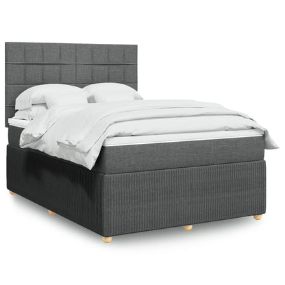 Box Spring Postel S Matrací Textil Tmavě Šedá