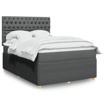 Box Spring Postel S Matrací Textil Tmavě Šedá