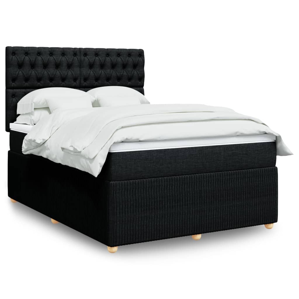 Box Spring Postel S Matrací Černá Textil Černá