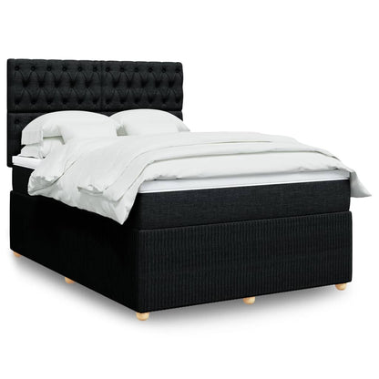 Box Spring Postel S Matrací Černá Textil Černá