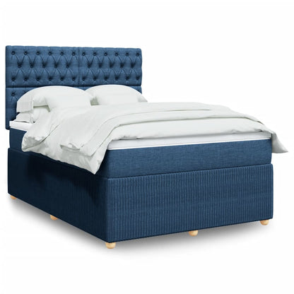 Box Spring Postel S Matrací Textil Modrá