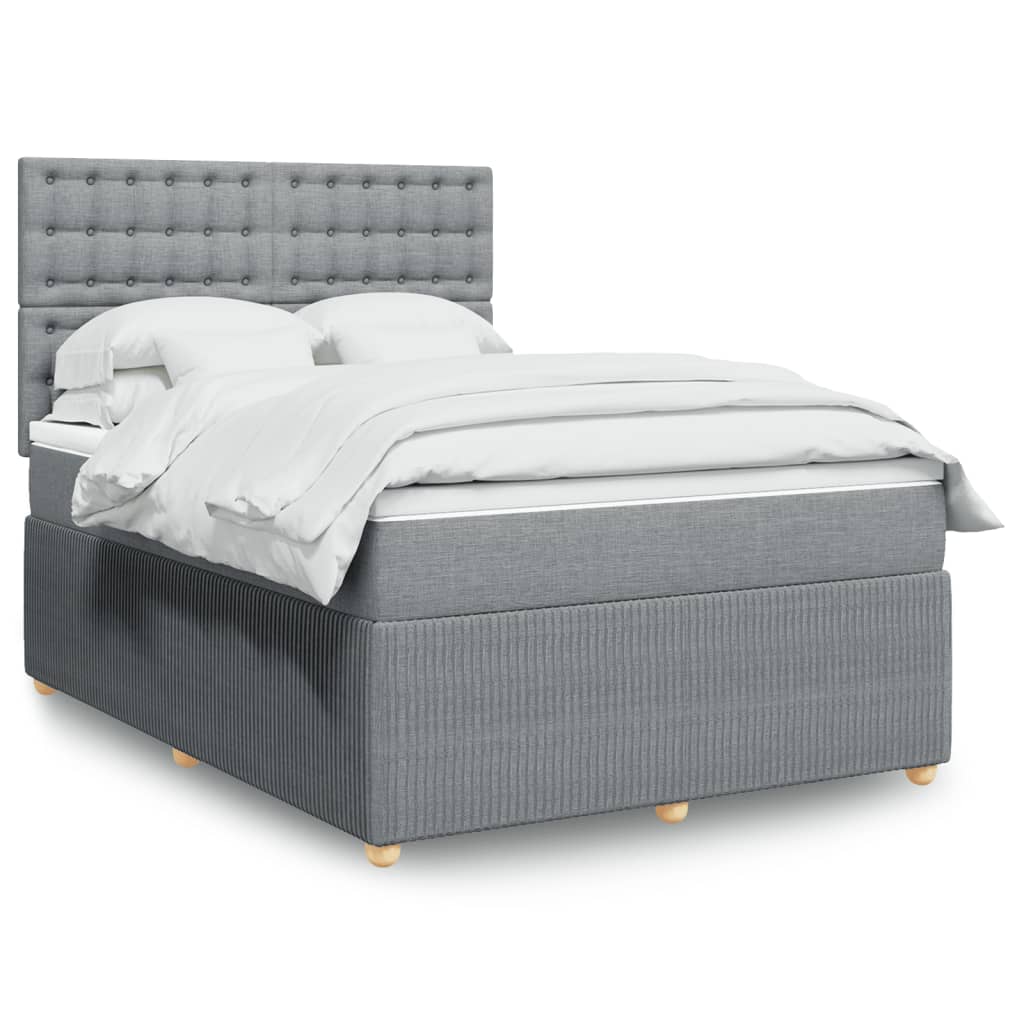 Box Spring Postel S Matrací Textil Světle Šedá