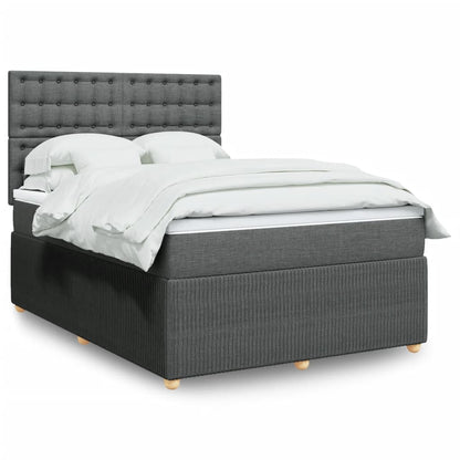 Box Spring Postel S Matrací Textil Tmavě Šedá