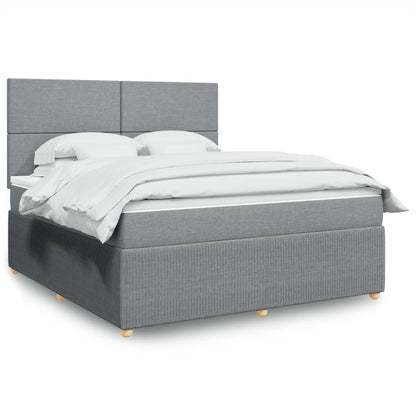 Box Spring Postel S Matrací Textil Světle Šedá