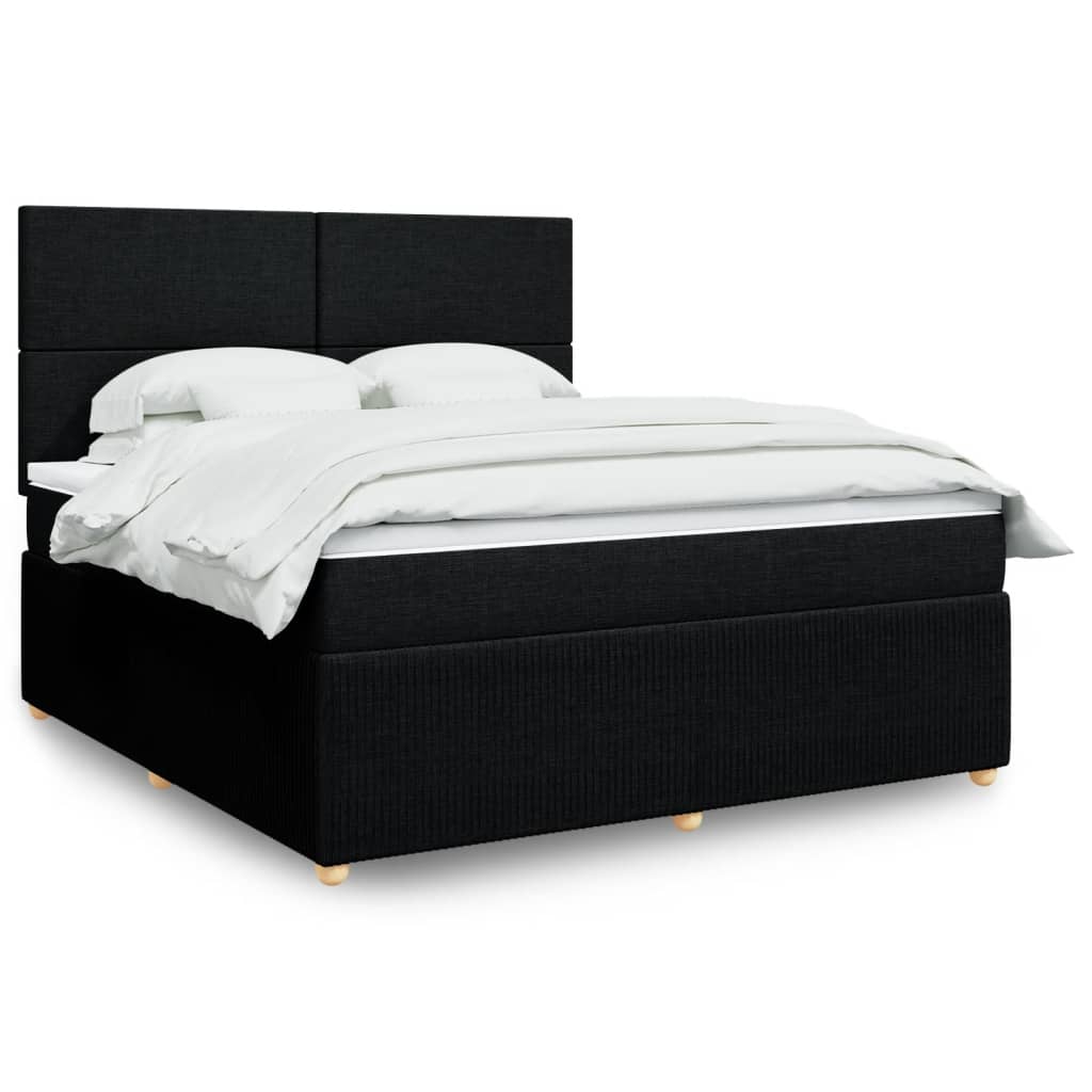 Box Spring Postel S Matrací Černá Textil Černá