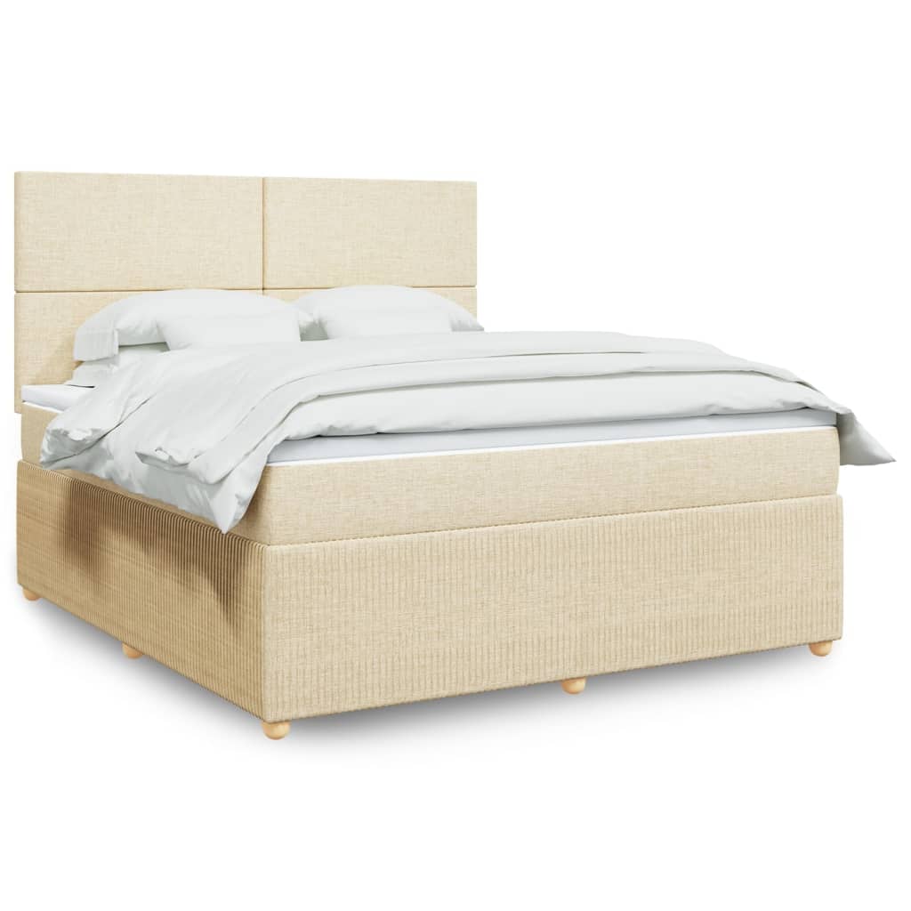 Box Spring Postel S Matrací Textil Krémová
