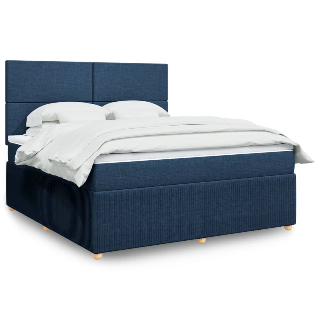 Box Spring Postel S Matrací Textil Modrá