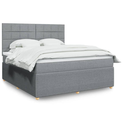 Box Spring Postel S Matrací Textil Světle Šedá