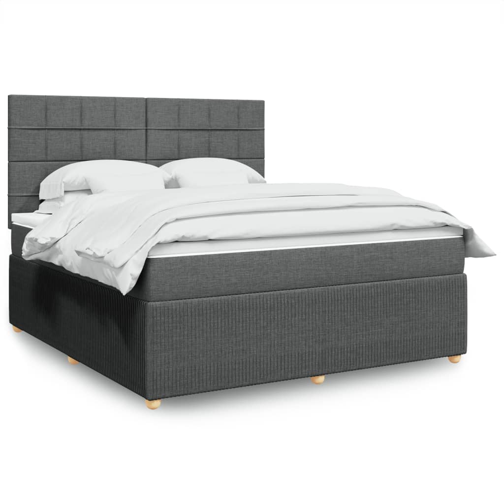 Box Spring Postel S Matrací Textil Tmavě Šedá