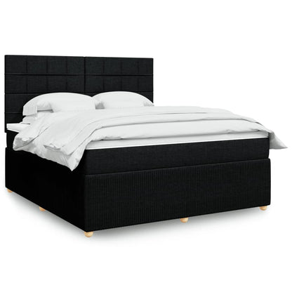 Box Spring Postel S Matrací Černá Textil Černá