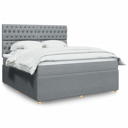 Box Spring Postel S Matrací Textil Světle Šedá