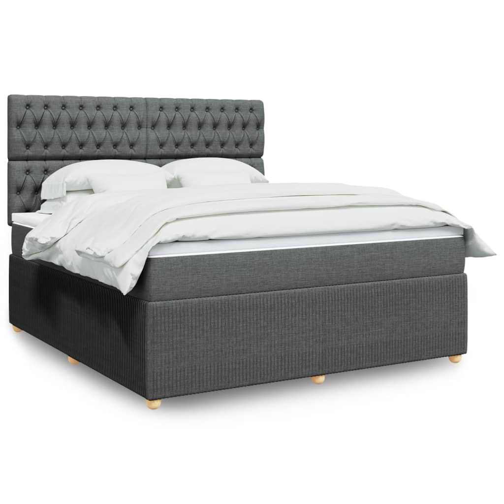 Box Spring Postel S Matrací Textil Tmavě Šedá
