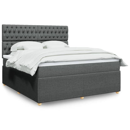 Box Spring Postel S Matrací Textil Tmavě Šedá