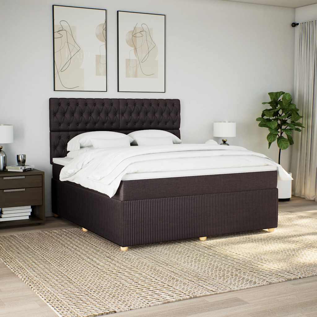 Box Spring Postel S Matrací Tmavě Hnědá 180X200 Cm Textil