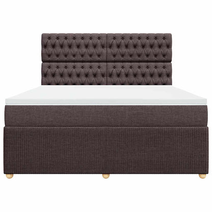 Box Spring Postel S Matrací Tmavě Hnědá 180X200 Cm Textil