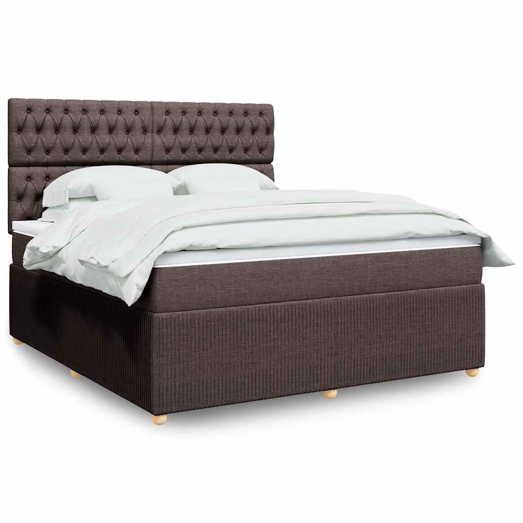Box Spring Postel S Matrací Tmavě Hnědá 180X200 Cm Textil