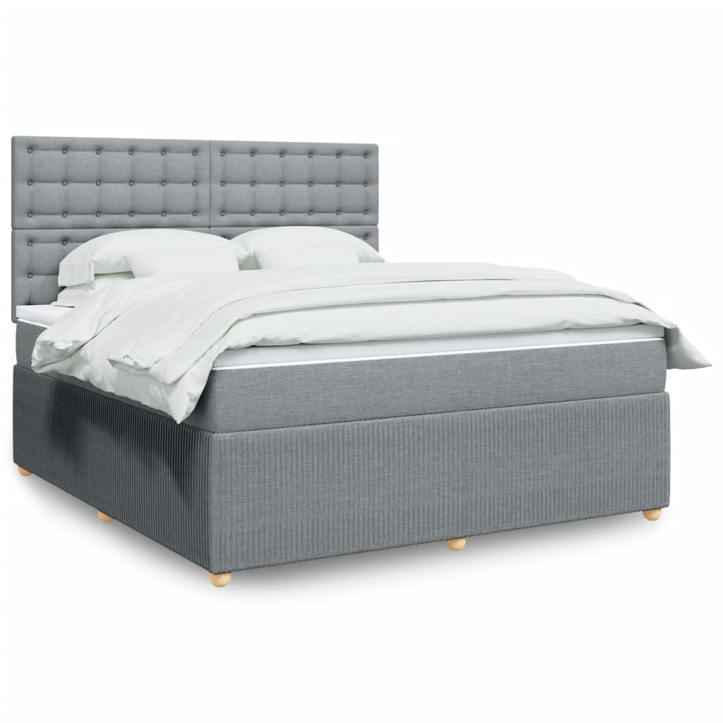 Box Spring Postel S Matrací Textil Světle Šedá