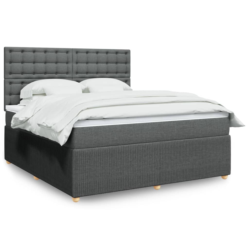 Box Spring Postel S Matrací Textil Tmavě Šedá
