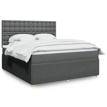 Box Spring Postel S Matrací Textil Tmavě Šedá
