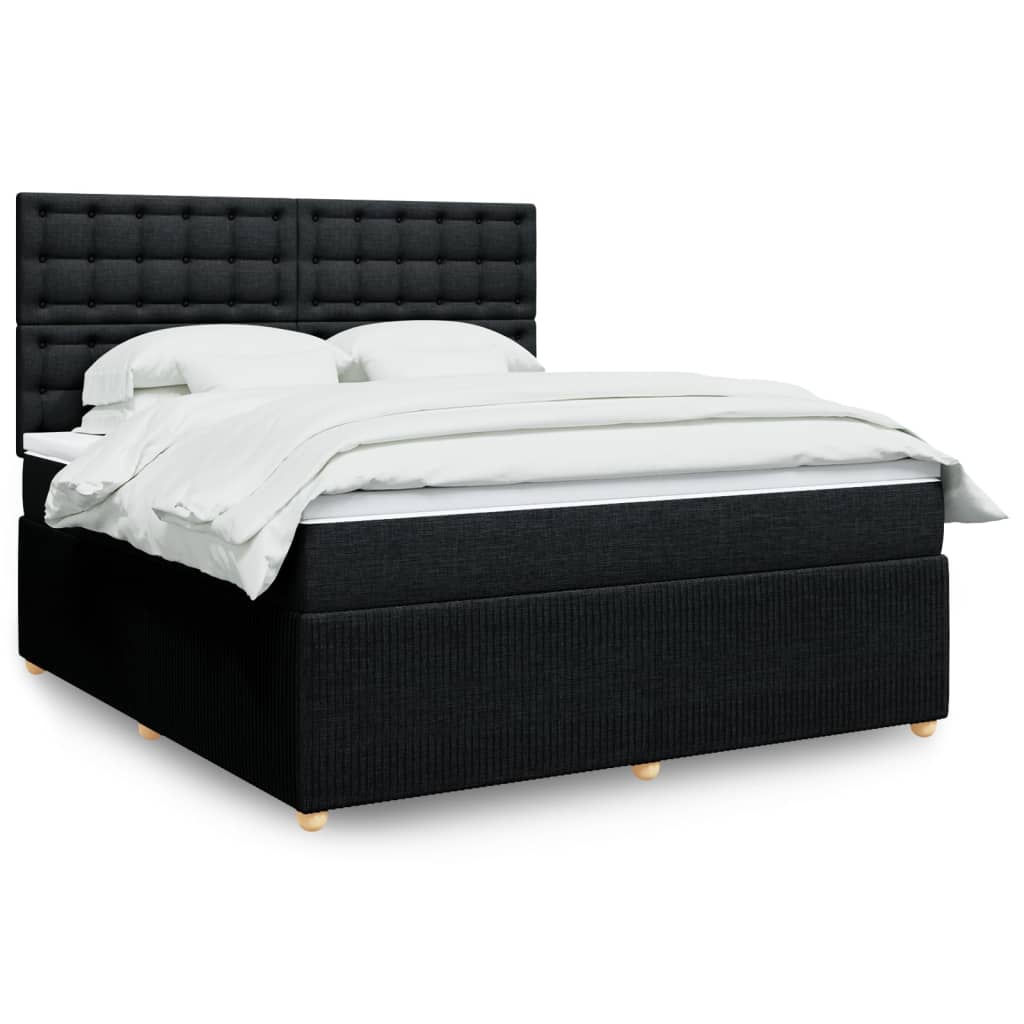 Box Spring Postel S Matrací Černá Textil Černá