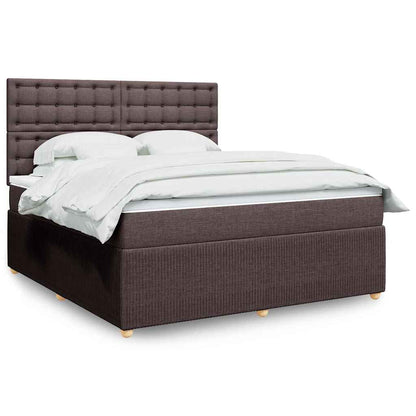 Box Spring Postel S Matrací Tmavě Hnědá 180X200 Cm Textil