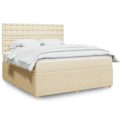 Box Spring Postel S Matrací Textil Krémová