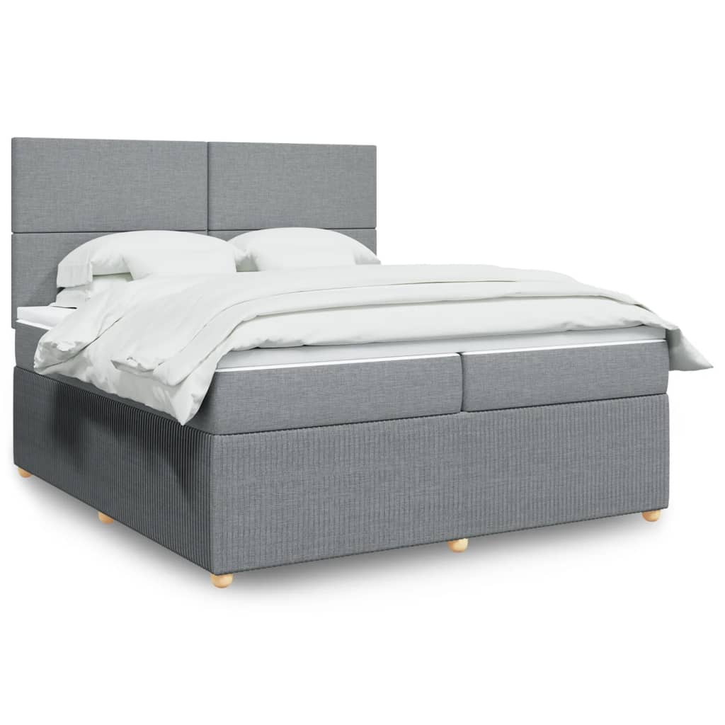 Box Spring Postel S Matrací Textil Světle Šedá