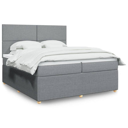 Box Spring Postel S Matrací Textil Světle Šedá
