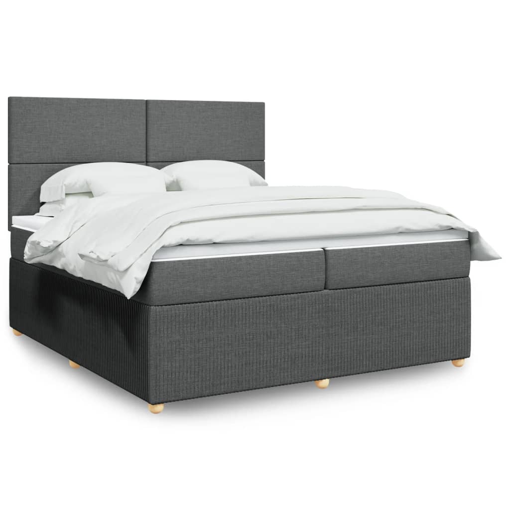 Box Spring Postel S Matrací Textil Tmavě Šedá