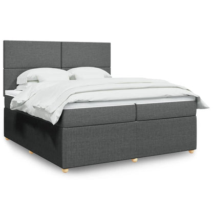 Box Spring Postel S Matrací Textil Tmavě Šedá