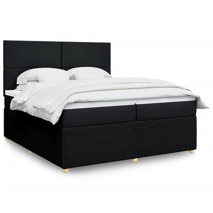 Box Spring Postel S Matrací Černá Textil Černá