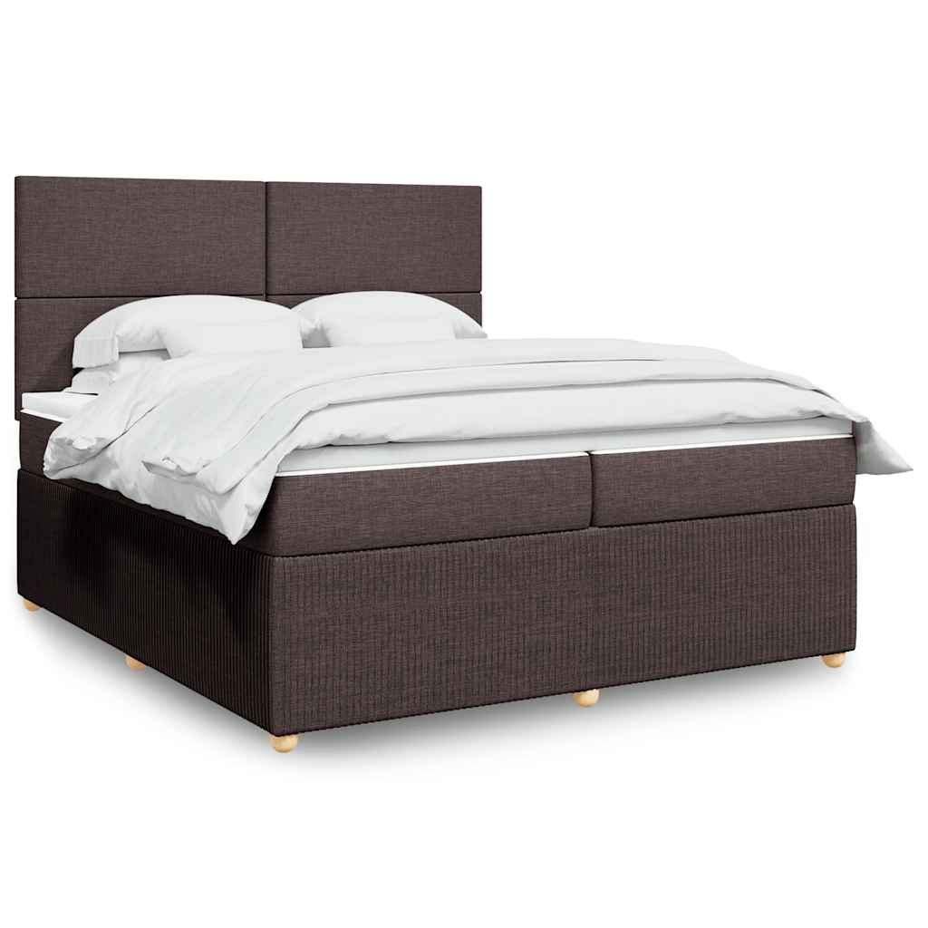 Box Spring Postel S Matrací Textil Tmavě Hnědá