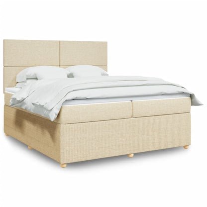 Box Spring Postel S Matrací Textil Krémová