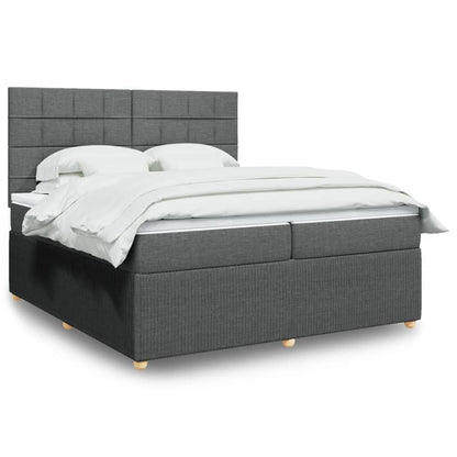 Box Spring Postel S Matrací Textil Tmavě Šedá