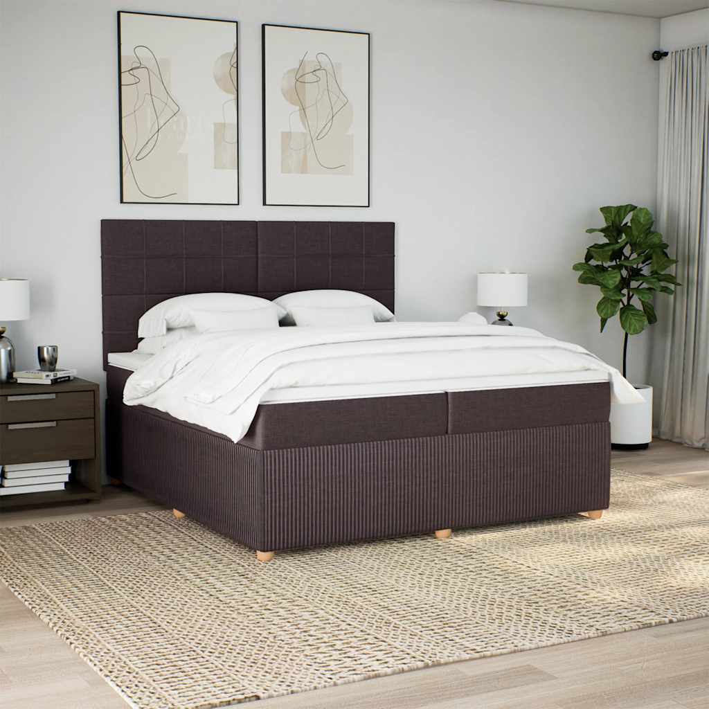 Box Spring Postel S Matrací Tmavě Hnědá 200X200 Cm Textil