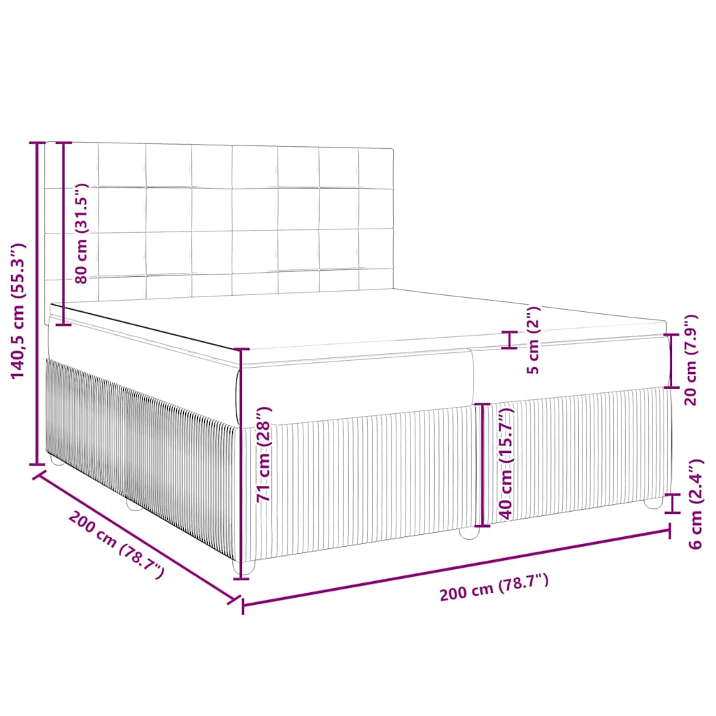 Box Spring Postel S Matrací Tmavě Hnědá 200X200 Cm Textil