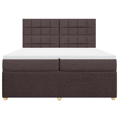 Box Spring Postel S Matrací Tmavě Hnědá 200X200 Cm Textil