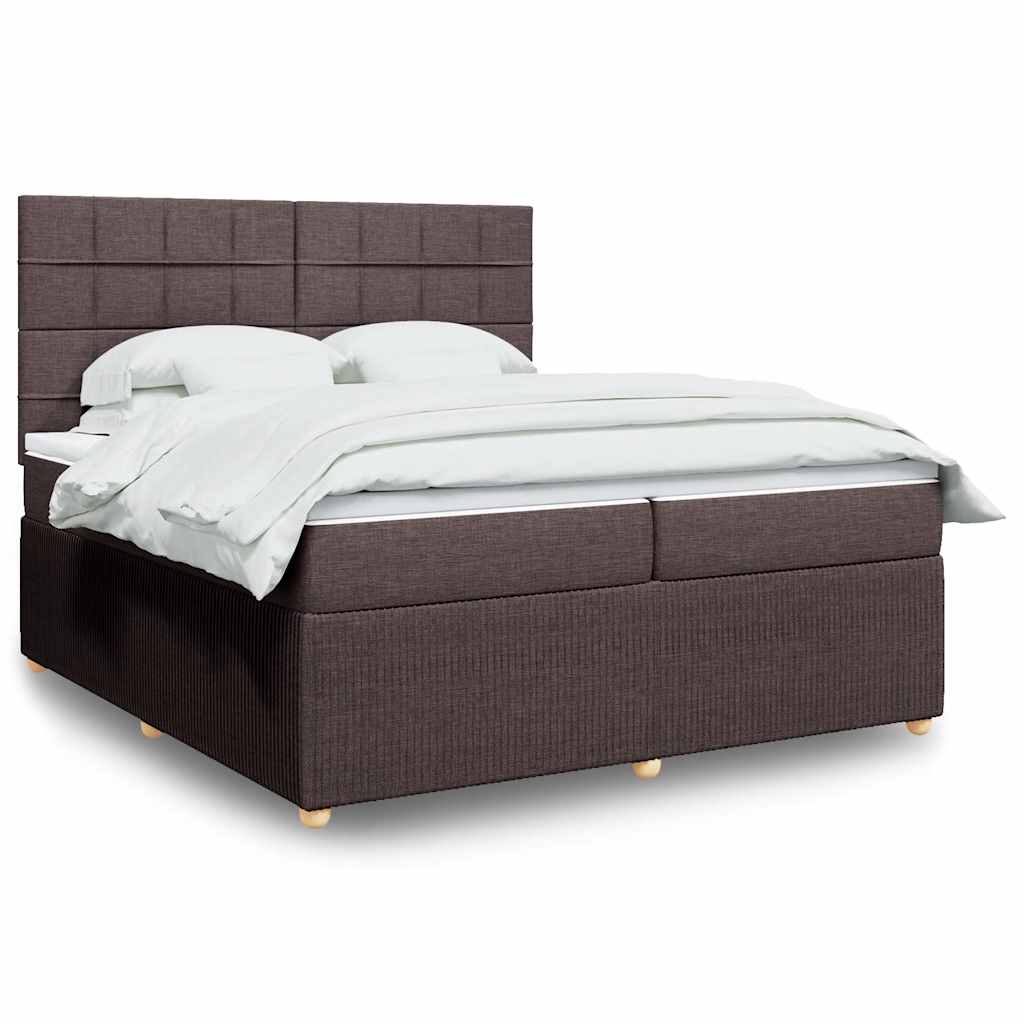 Box Spring Postel S Matrací Tmavě Hnědá 200X200 Cm Textil
