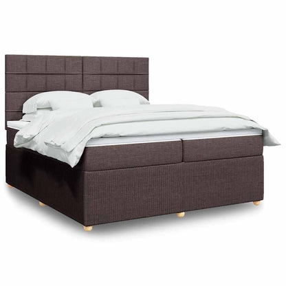 Box Spring Postel S Matrací Tmavě Hnědá 200X200 Cm Textil