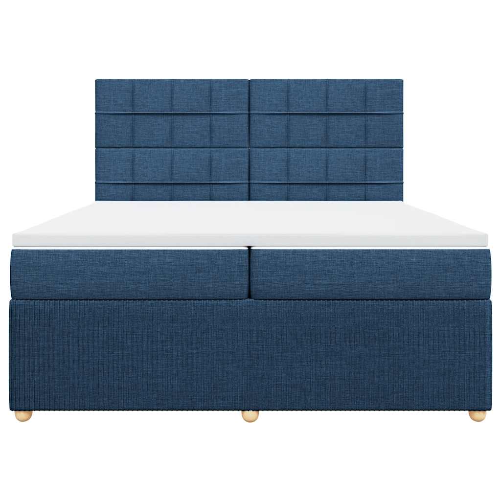 Box Spring Postel S Matrací Modrá 200X200 Cm Textil
