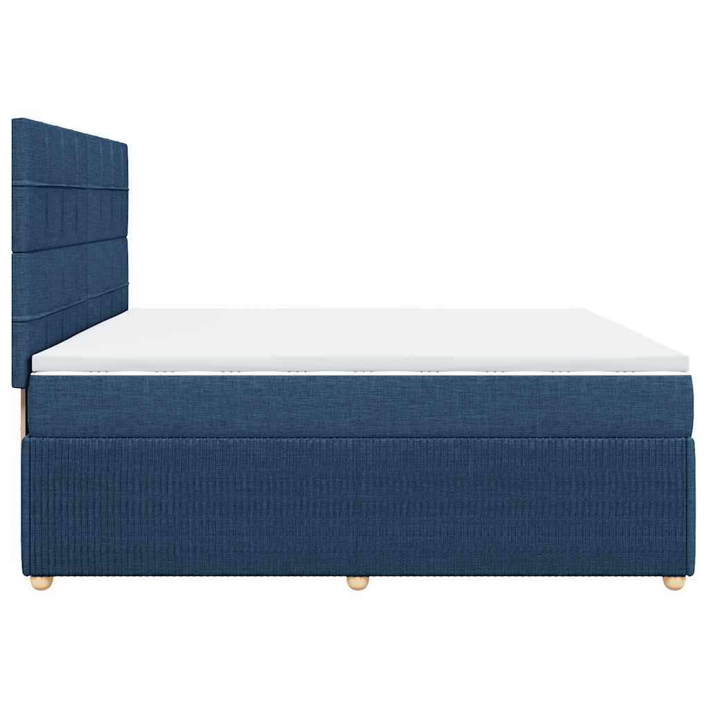 Box Spring Postel S Matrací Modrá 200X200 Cm Textil