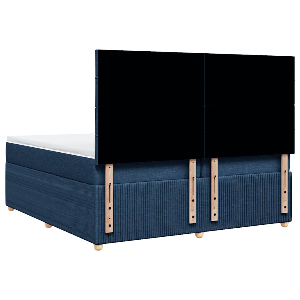 Box Spring Postel S Matrací Modrá 200X200 Cm Textil