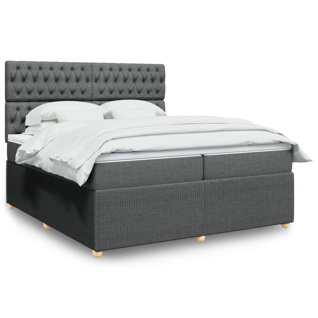 Box Spring Postel S Matrací Textil Tmavě Šedá