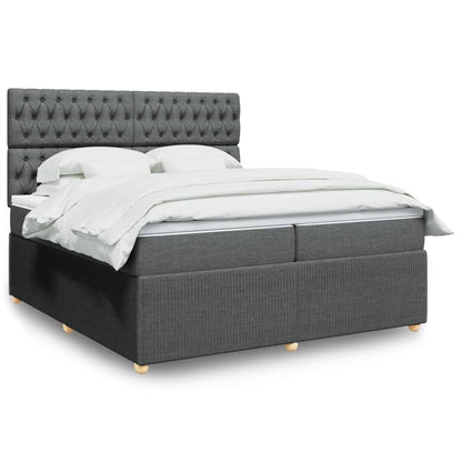 Box Spring Postel S Matrací Textil Tmavě Šedá
