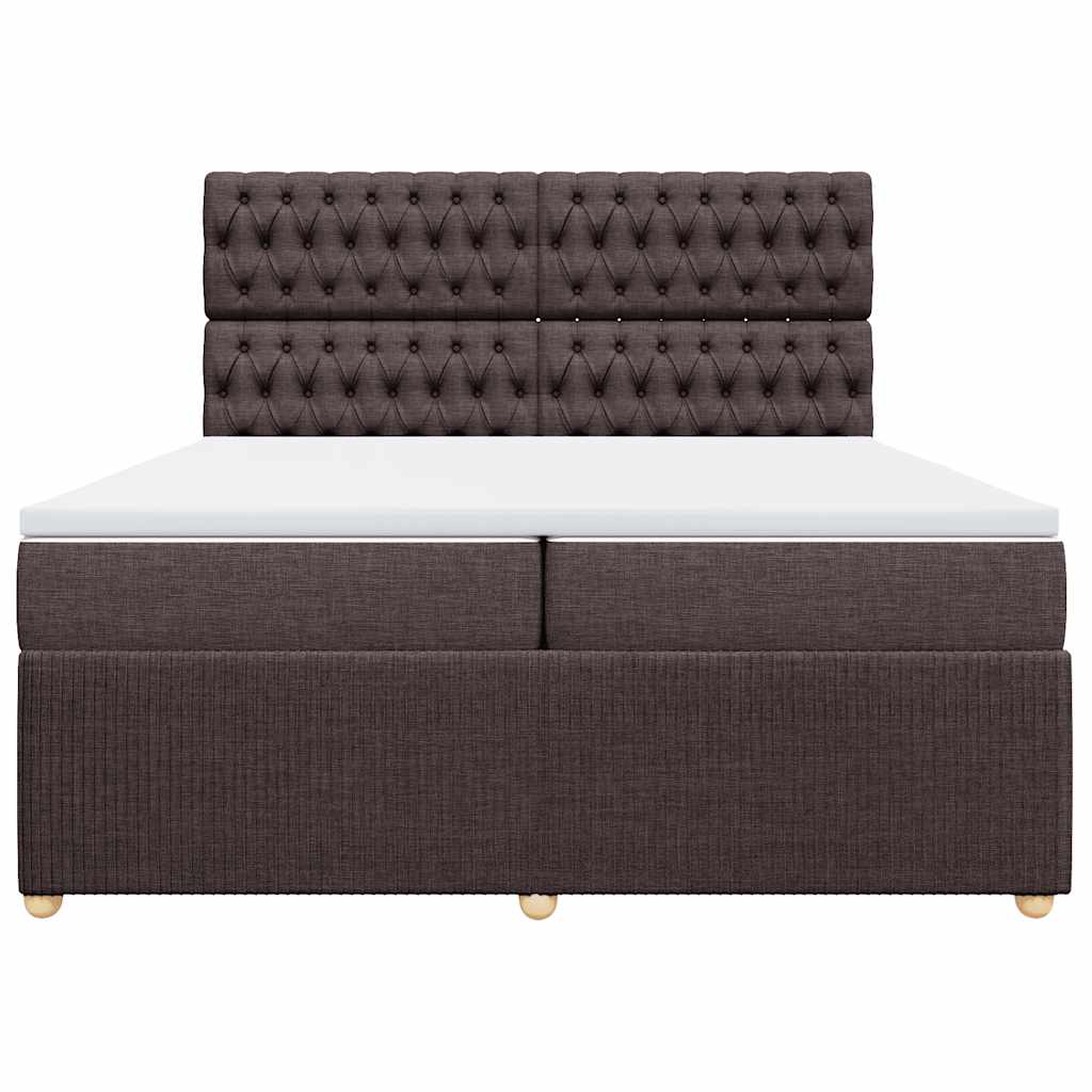 Box Spring Postel S Matrací Tmavě Hnědá 200X200 Cm Textil