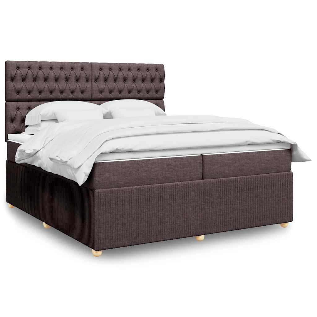 Box Spring Postel S Matrací Tmavě Hnědá 200X200 Cm Textil